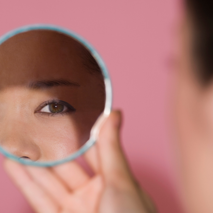 Identitet spegel kvinna